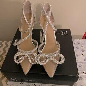 I.N.C. Crystal Embellished Bow Evening Shoes - Size 7